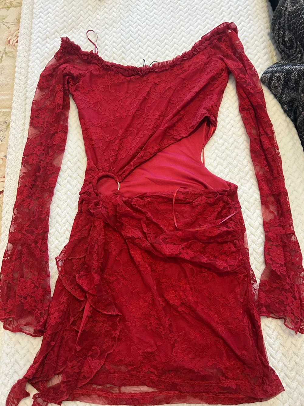 Fashion Nova Burgundy Lace Two-Piece Set - Picture 5 of 5